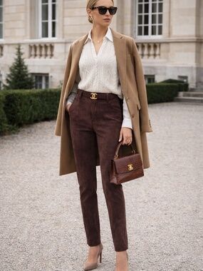 NWT Liverpool faux suede pants women's size 6/28 Madonna skinny chocolate brown